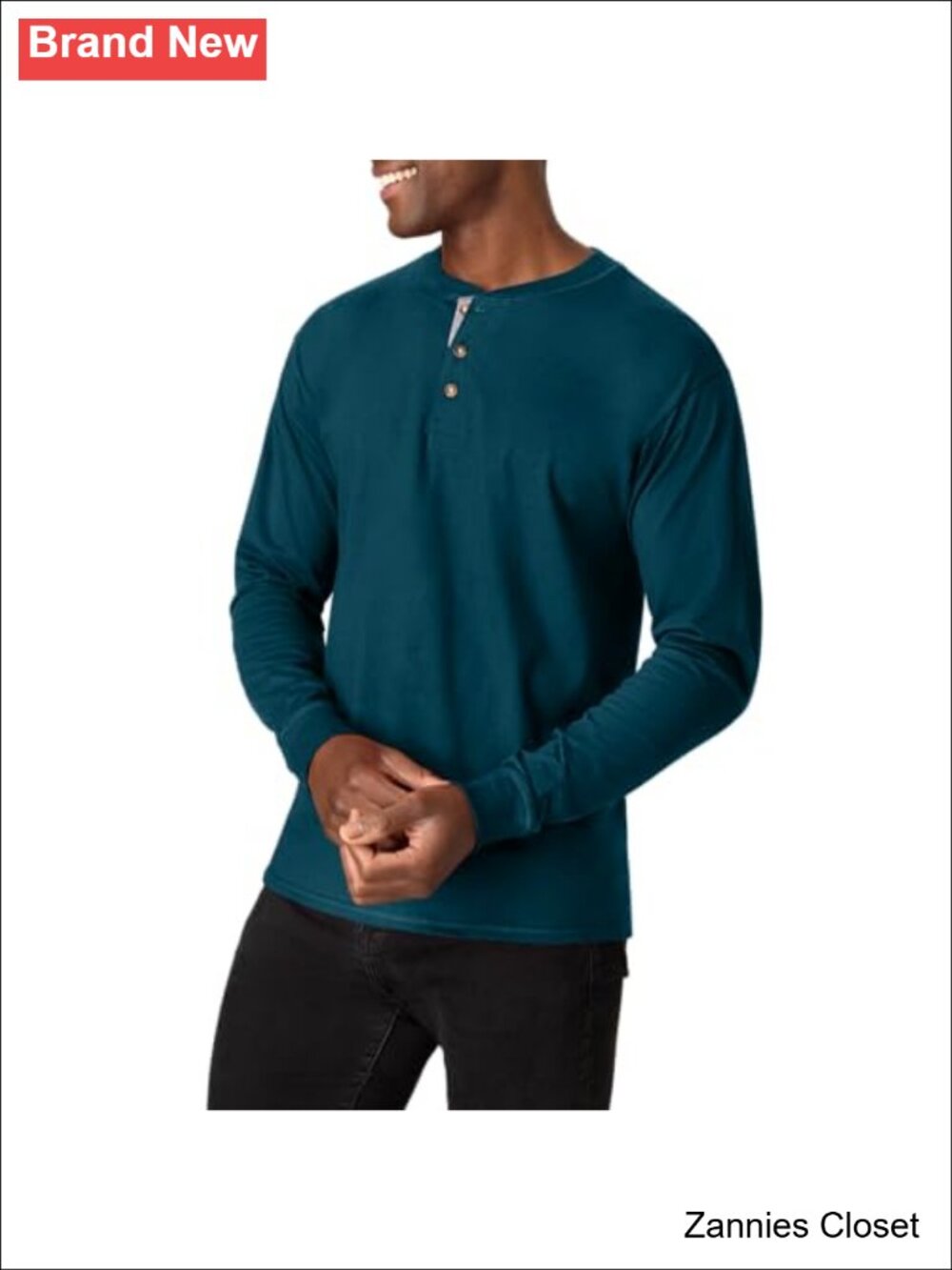 β¨ Hanes Men's BeefyT Henley Long Sleeve T-Shirt Cotton Tee Casual
